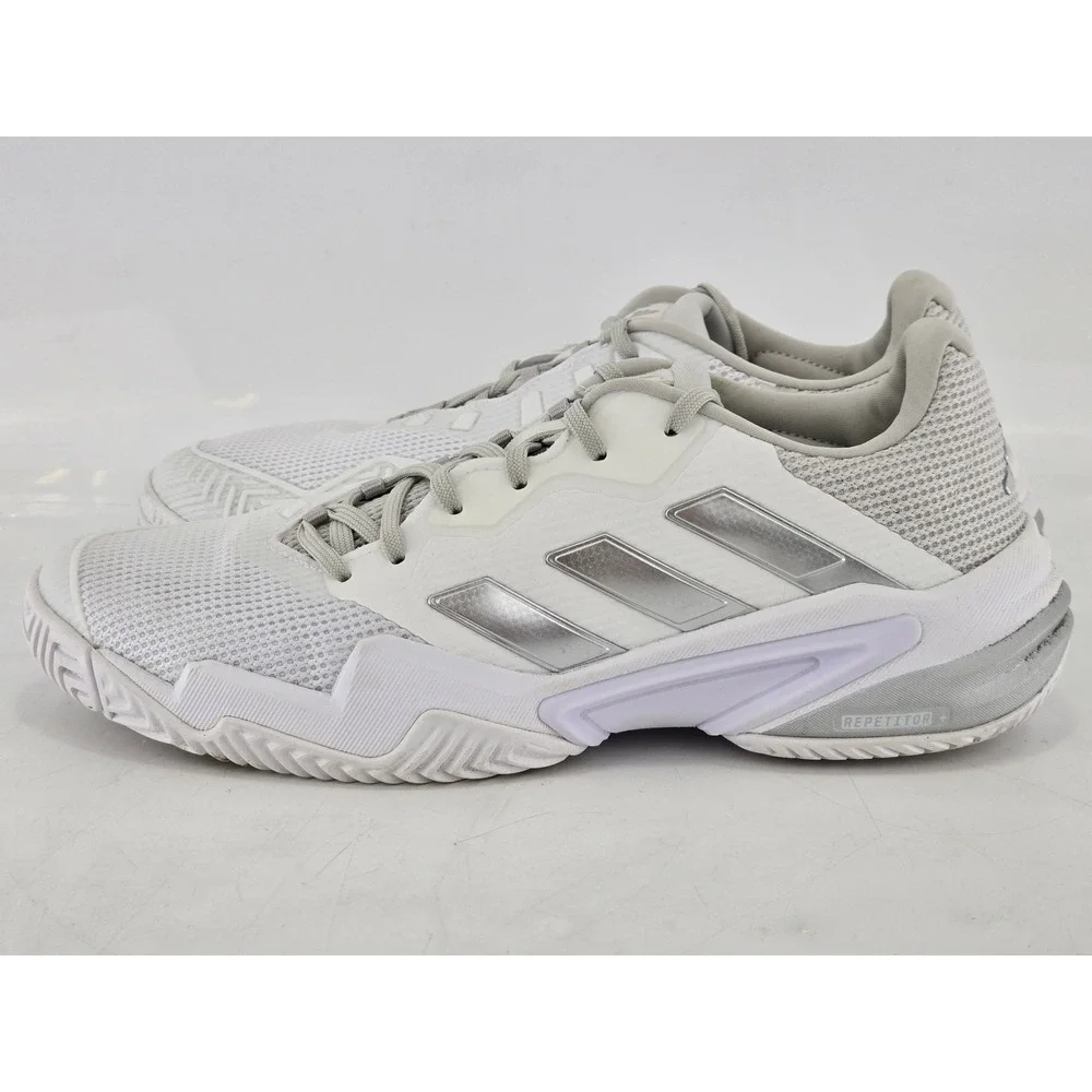 Adidas Barricade Tennis Shoes Mens 10.5 White Silver IF0407 - Good